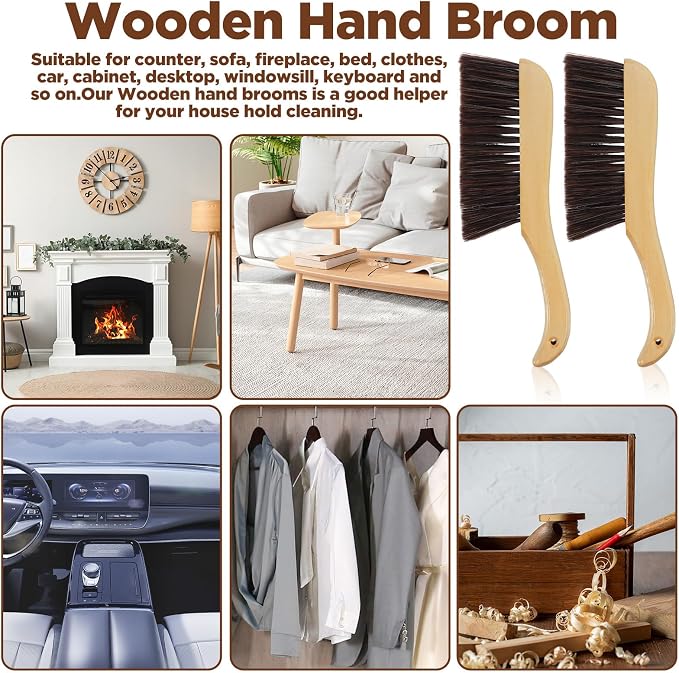 6 Pieces Wooden Hand Broom, Soft Bristle Dust Brush - Image 5