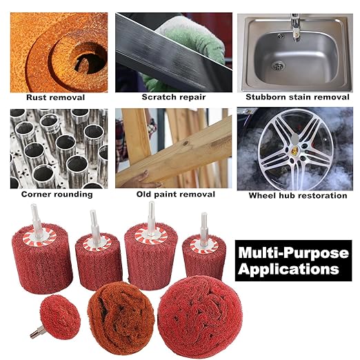 HighFree 7 PCS Non Woven Abrasive Buffing Polishing Wheels Drill Attachment Set - Image 6
