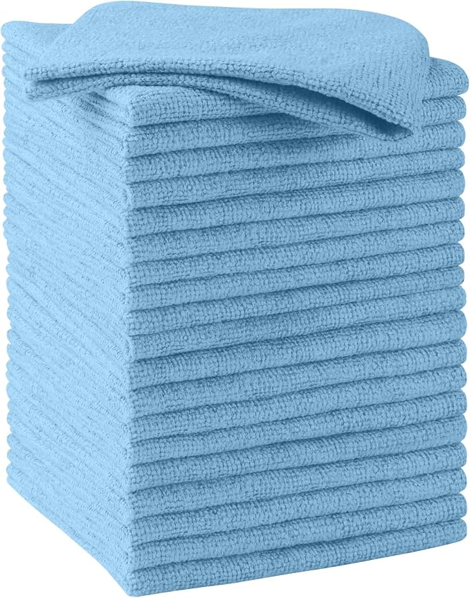 HOMEXCEL Blue Microfiber Cleaning Cloths, 20 Pack Cleaning Rags by HOMEXCEL