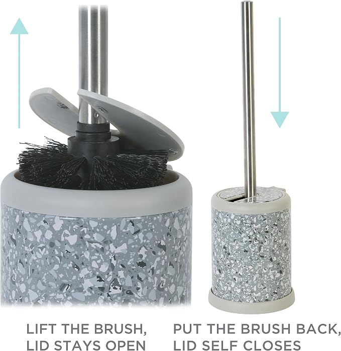 Bath Bliss Toilet Brush and Holder | Self Closing Lid | 360 Degree Brush Head | - Image 2