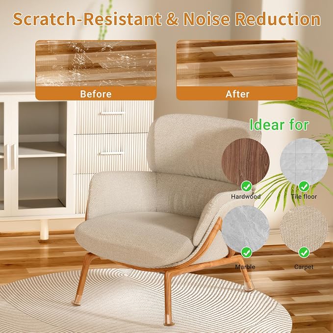 24 PCS Silicone Chair Leg Floor Protectors Medium Fit Rubber Felt Furniture - Image 3