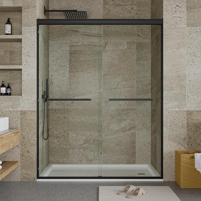 44-48" W x 72" H Semi-Frameless Shower Door, Double Sliding Glass Door - Image 9