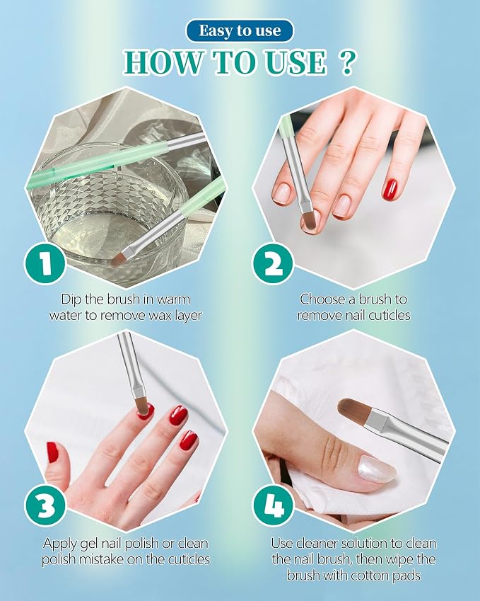 3PCS Nail Polish Clean Up Brush, Round&flat&Angled Acetone Resistant Nail Brush - Image 7