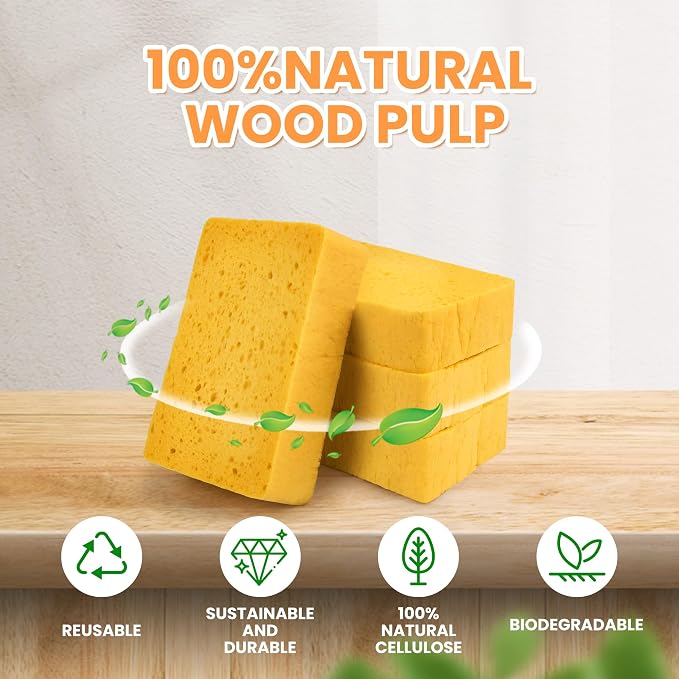 8-Count Pop Up Cellulose Sponges | Non-Scratch Eco-Friendly Kitchen Sponges - Image 2
