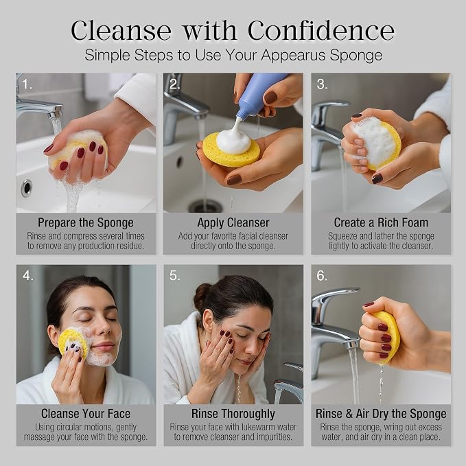 Appearus Natural Cellulose Facial Sponges – 50 Pack – Professional Spa Facial - Image 4