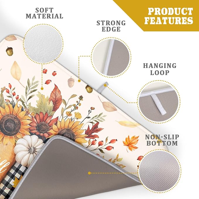 Autumn Sunflowers Vase Dish Drying Mat - Image 4