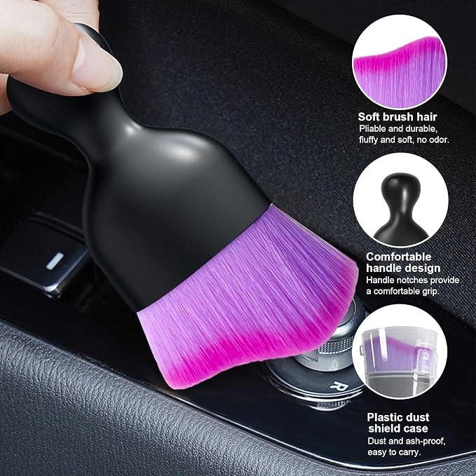 Ziciner 2 PCS Car Detailing Brush, Curved Soft Bristles Auto Removal Dust - Image 3