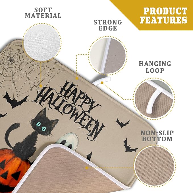 Happy Halloween Black Cat Ghost Dish Drying Mat - Image 4