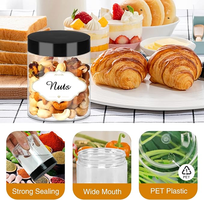 8 OZ Plastic Jars with Lids, Slime Containers with Lids 48 Pcs Airtight Round - Image 3