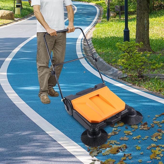 Walk Behind Outdoor Push Sweeper, 26 Inch 15L Walk-Behind Outdoor and Indoor - Image 5