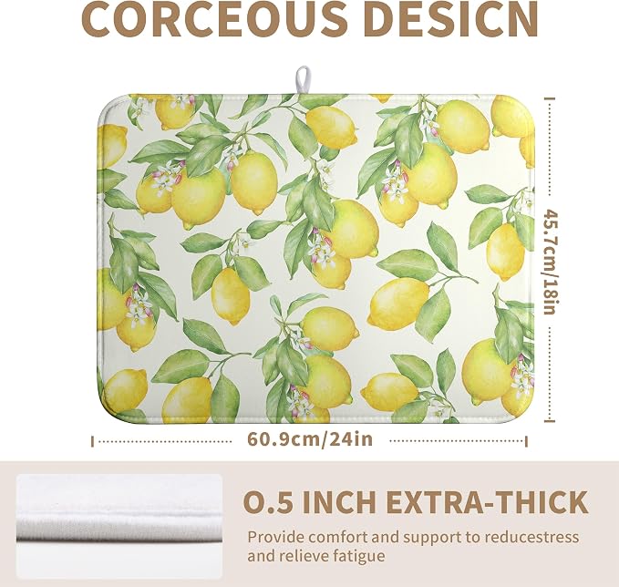 Summer Lemon Drying Mat Watercolor Fruit Yellow Lemon - Image 6