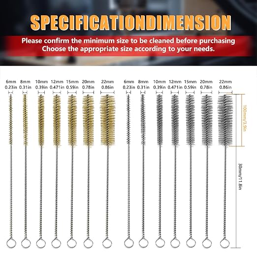 14pcs Brass Wire Brush Stainless Steel Wire Brushes Bottle Brush Set, Tube - Image 2