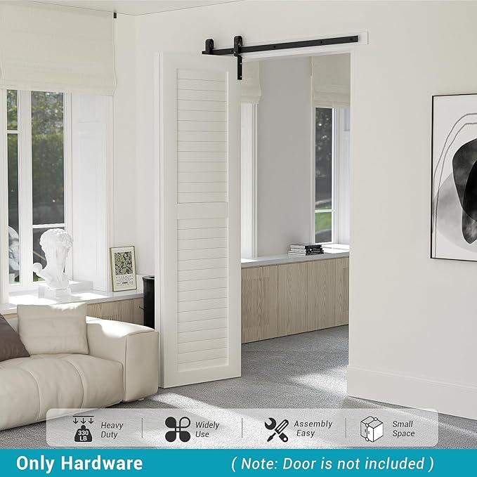 48" Bi-Folding Sliding Barn Door Hardware Track Kit, Smoothly&Quietly, Side - Image 6