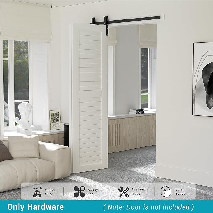 36" Bi-Folding Sliding Barn Door Hardware Track Kit, Smoothly&Quietly, Side - Image 6