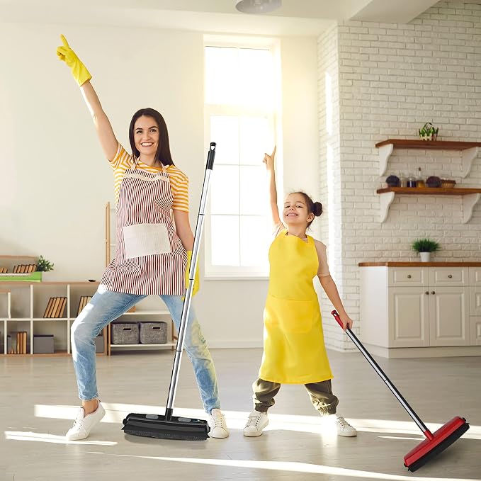 Rubber Bristle Broom and Rubber Squeegee Snap on Dustpan Set - Image 9
