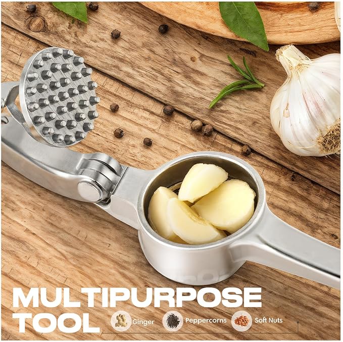 Kitchen Garlic Press, Rust Proof & Dishwasher Safe Garlic Mincer, Durable - Image 6