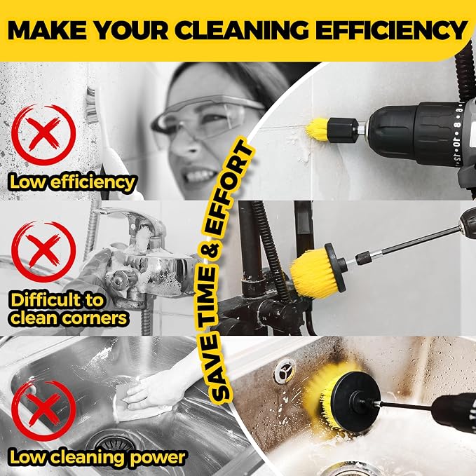 Holikme 8 Piece Drill Brush Attachments Set, Power Scrubber Brush - Image 6