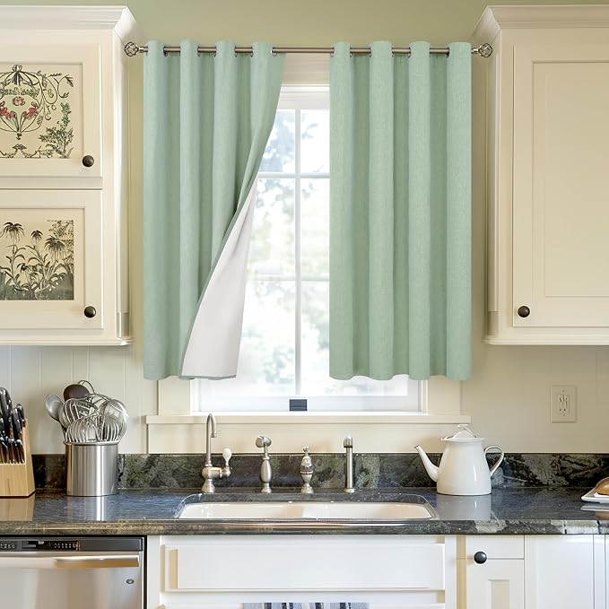 YoungsTex 54 Inch Length Linen 100% Blackout Curtains - Image 2