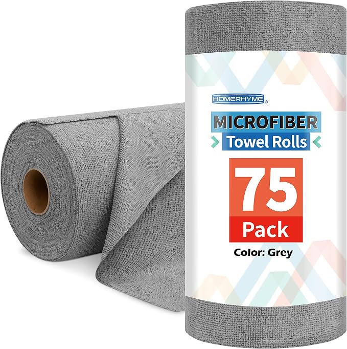 HOMERHYME Microfiber Cleaning Cloth Roll, 75 Pack Tear Away Microfiber Towels by HOMERHYME