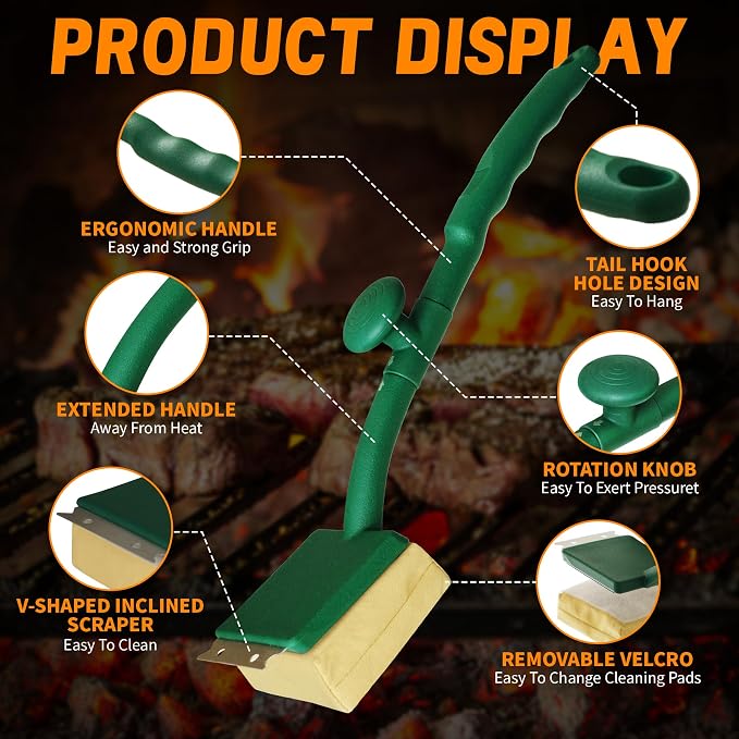 Grill Cleaning Brush, Free/Safe Cleaning Head, Safe Replacement Cleaning Pad - Image 6