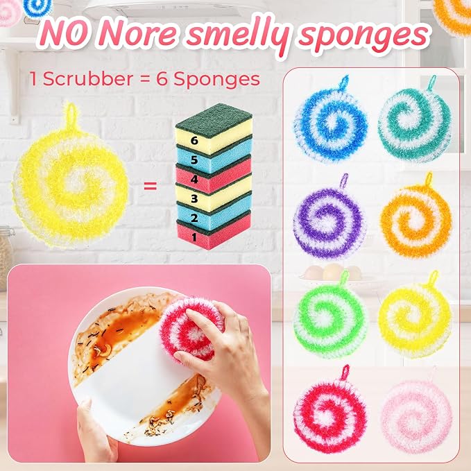 Kenning 12 Pcs Dish Scrubber Non Scratch Dish Washing Scrubbers Reusable - Image 5