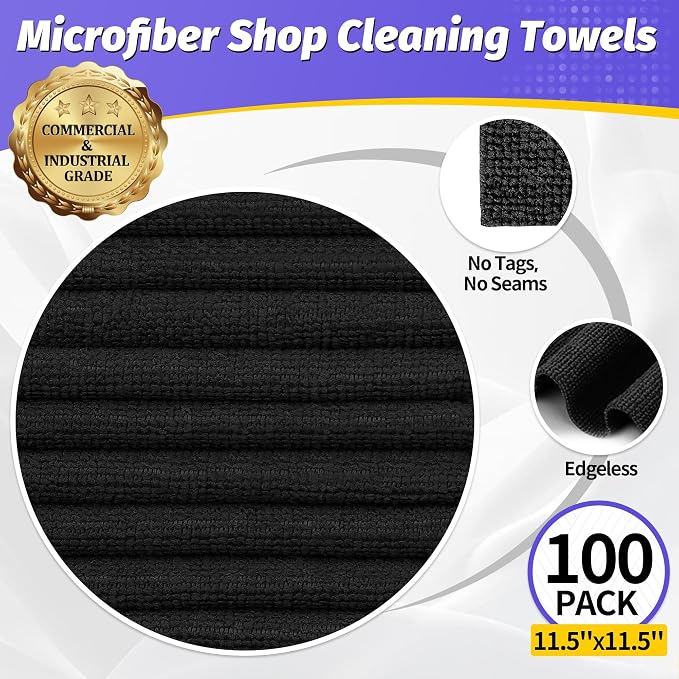 HOMERHYME Microfiber Cleaning Cloth, 100 Pack Black Cleaning Rags Microfiber - Image 2