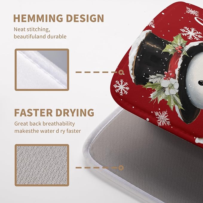 Snowman Christmas Dish Drying Mat Winter Drying Mats - Image 4