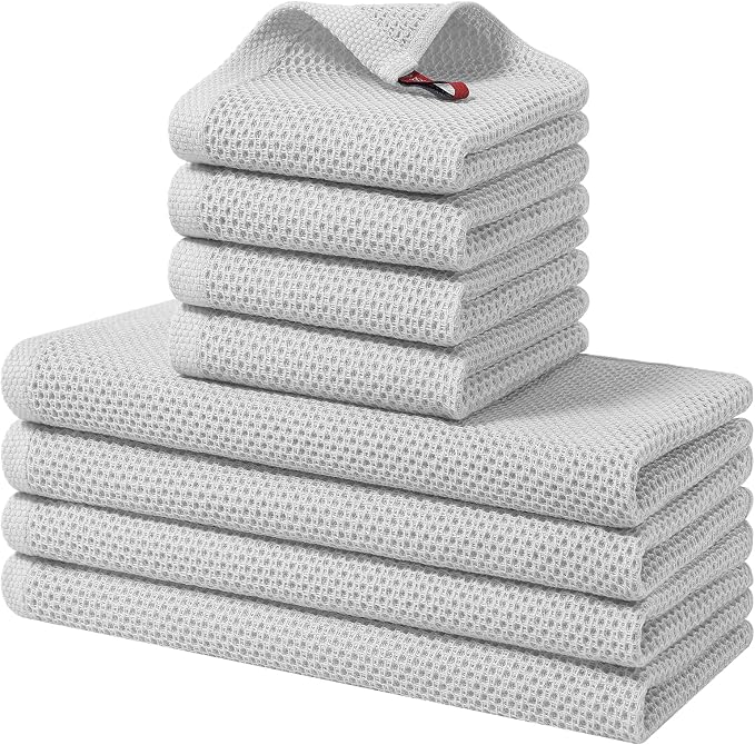 Homaxy 100% Cotton Kitchen Towels and Dishcloths Set, 12 x 12 Inches and 13 x by Homaxy