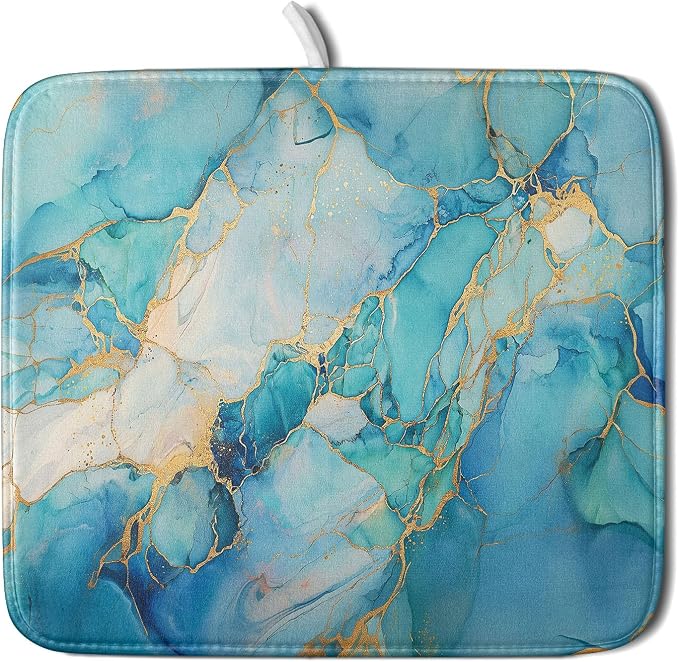 Marble Print Dish Drying Mat for Kitchen Counter by Anyako