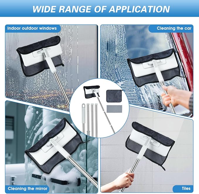Disposable Dust Mop with 3 Shiny Cleaning Wipe Cloths, 360°Spin No Wash Mop - Image 3