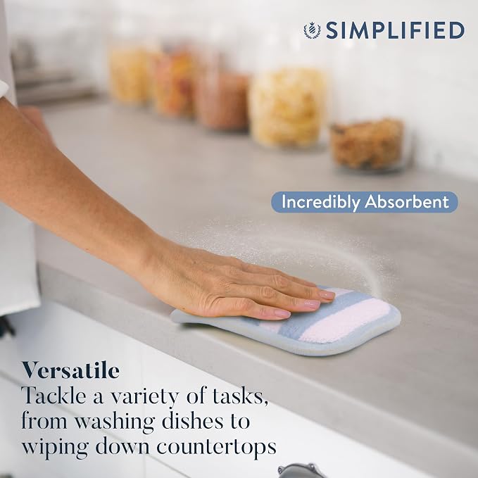 Simplified 5-Pack Scrub & Wipe 2-in-1 Dishwashing Sponges - Image 4