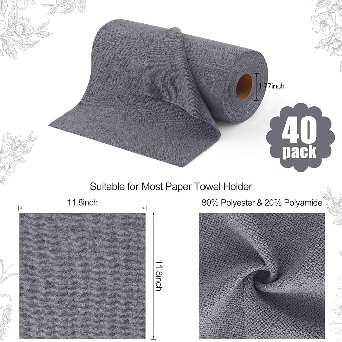 Homaxy Tear Away Dish Cloths Rolls, 40 Sheets-11.8" X 11.8", Reusable Washable - Image 5