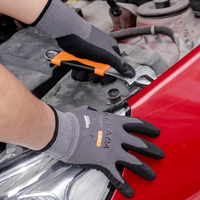 Kebada W2 Work Gloves for Men and Women, Nitrile Coated Working Gloves for - Image 5