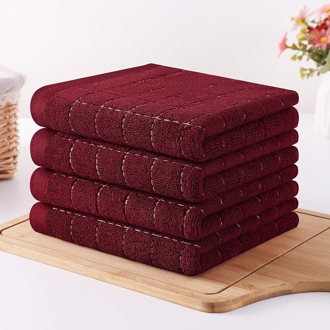 Homaxy 100% Cotton Terry Kitchen Towels, Checkered Designed, Soft and Super - Image 8