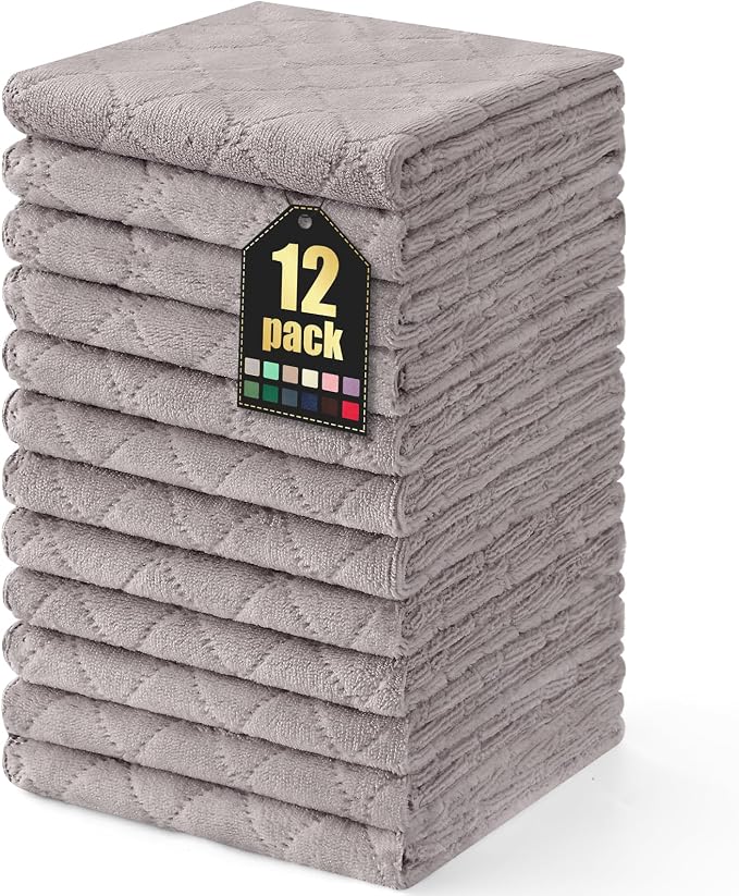 Homaxy 12 Pack Dish Towels for Kitchen, Super Soft and Absorbent Coral Velvet by Homaxy