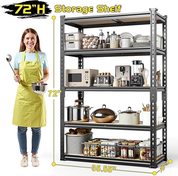 TigerParty 2050LBS Heavy Duty Garage Shelving, 5-Tier Adjustable Storage Shelves - Image 3