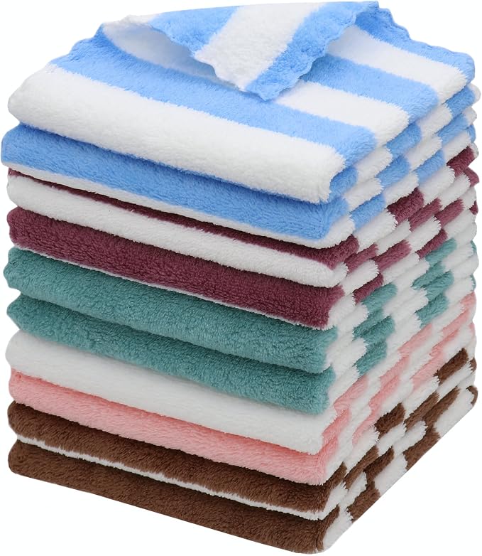 Microfiber Cleaning Cloth Lint Free Cleaning Rags, 10 Pack Fast Drying Dish Rags by HFGBLG