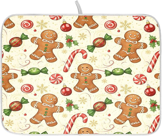 Christmas Gingerbread Cookie Man Sugar Dish Drying Mat by ALAZA