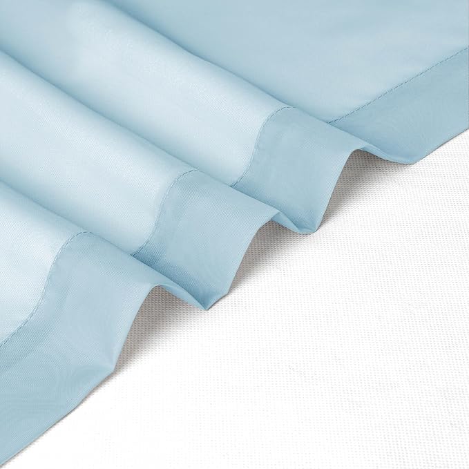 Chyhomenyc Sky Blue Sheer Curtains 45 Inch Long 2 Panels, Light Filtering Rod - Image 7