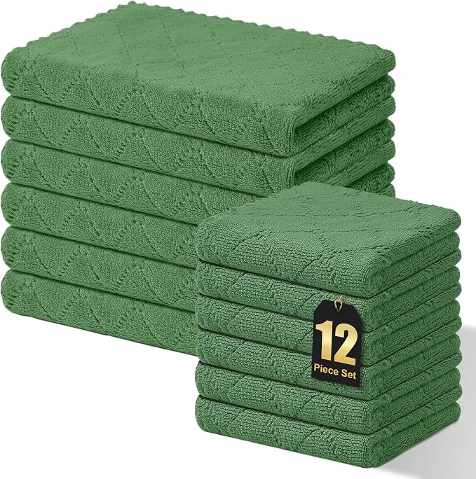 Homaxy Kitchen Towels and Dishcloths Set, 10 x 10 and 13 x 19 Inches, No Lint by Homaxy