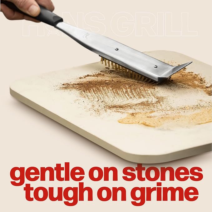Hans Grill 2-in-1 Pizza Oven Brush & Scraper | Dual-Purpose Pizza Stone Brush - Image 3