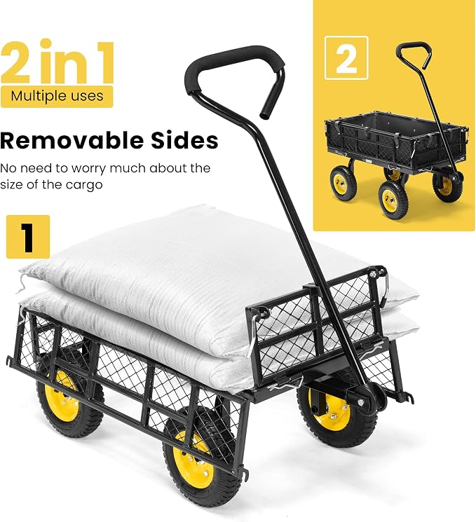 VIVOHOME Heavy Duty 400 Lbs Capacity Mesh Steel Garden Cart Folding Utility - Image 6