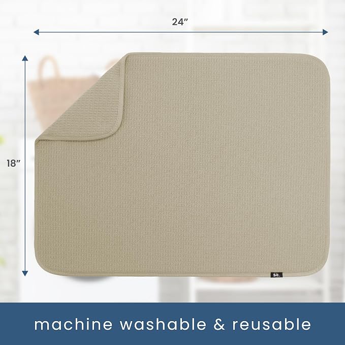 S&T INC. Dish Drying Mat XL, 18” x 24”, Absorbent Microfiber Kitchen Counter Mat - Image 6