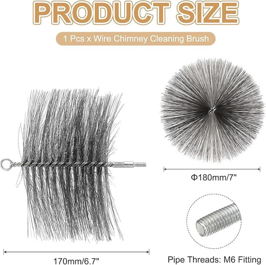 PATIKIL 7" Wire Chimney Cleaning Brush, Steel Round Chimney Sweep Brush - Image 2