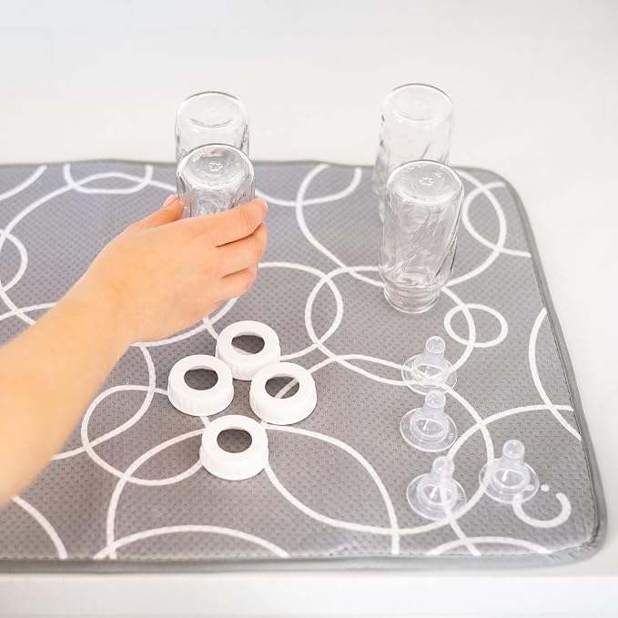 Ubbi Microfiber Dish Drying Mat, Baby Bottle Drying Mat, Kitchen Counter Dish - Image 5