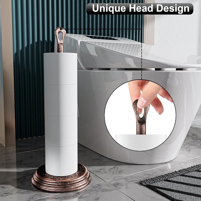 Toilet Paper Holder with Rustproof, Metal Free Standing Toilet Paper Stand - Image 6