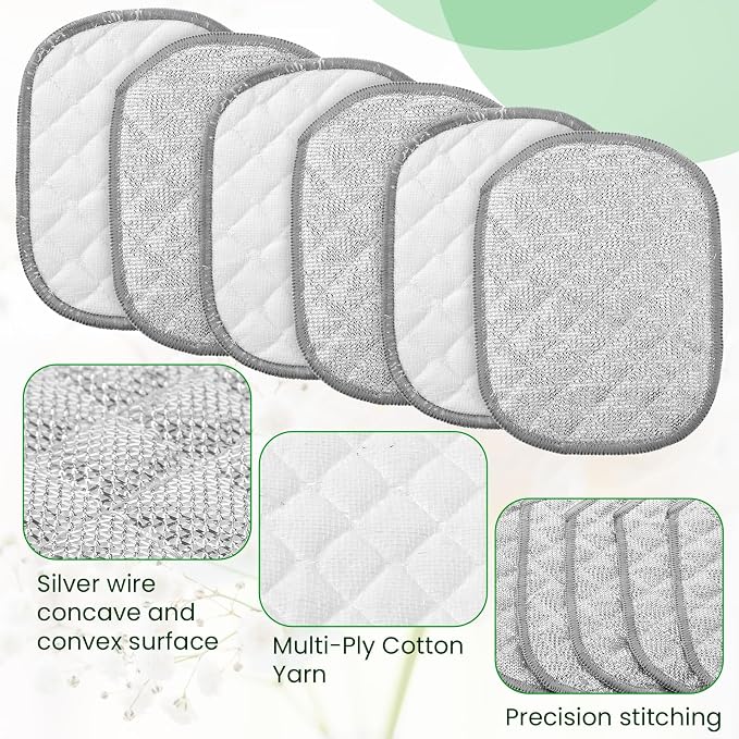 TIESOME 6Pcs Newly Upgraded Double Side Non Scratch Wire Dishcloths, Reusable - Image 8