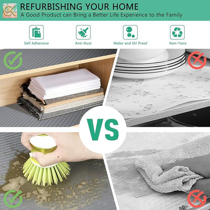 Self-Adhesive Shelf Liner Kitchen Liner, Waterproof Backed Paper Easy Peel and Stick Contact Liner Without Residue for Decor Your Desk Surface, Kitchen Countertops (Silver, 23.6 x 393.7 inches)