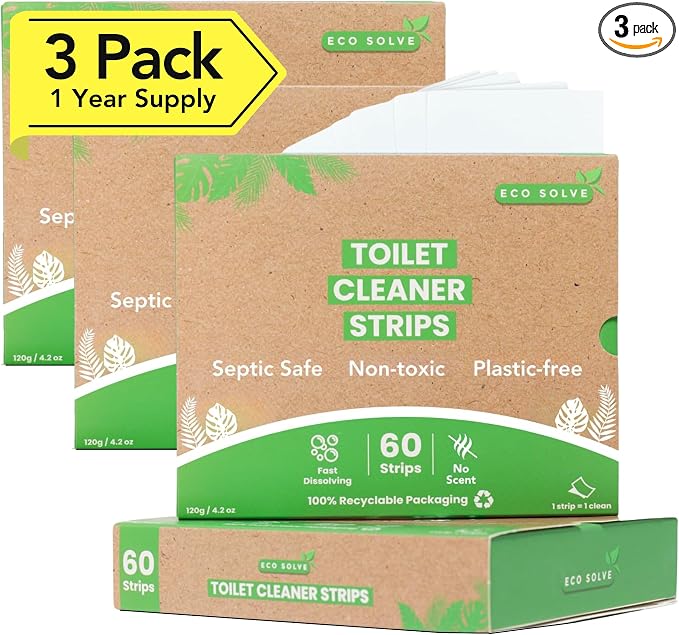 Natural Toilet Bowl Cleaner Strips, Eco-friendly, Septic Safe, Removes Odors & by EcoSolve