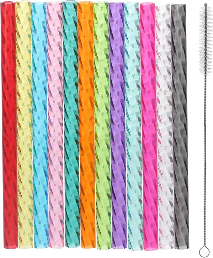 Dakoufish 6 Inch Reusable Clear Plastic Swirl Drinking Straws by Dakoufish